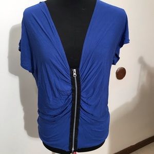 Max Studio scoopneck blouse bright blue size L